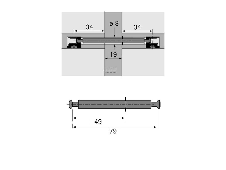 Kolík dvojitý HET DU 853 pro RASTEX 15 upín. rozměr 79 mm pozink