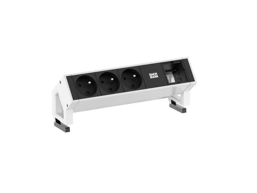 Jednotka zásuvková BACH DESK 2 3x zásuvka 230V 1x modul bílý rám RAL9010