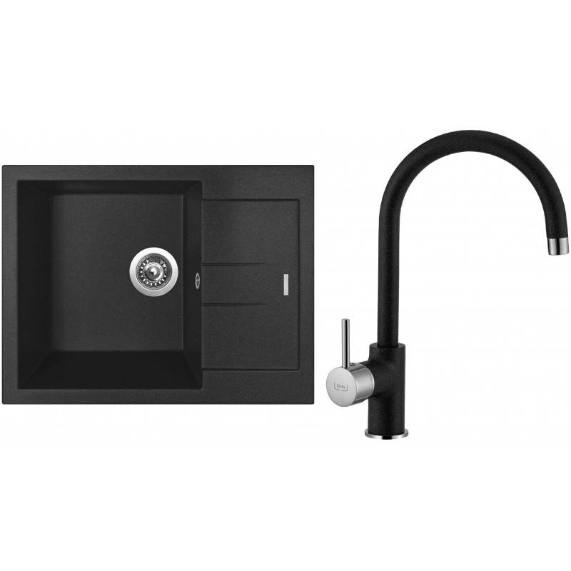 Dřez+baterie SINKS AMANDA 650 3 1/2 + VITALIA GR Metalblack