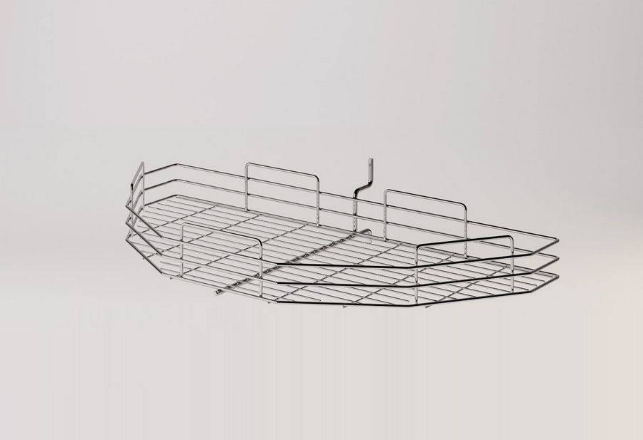 INOXA Police otočná drátěná půlkruh pr.760 mm dvířka 450 mm chrom