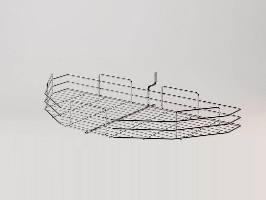 INOXA Police otočná drátěná půlkruh pr.760 mm dvířka 450 mm šedá