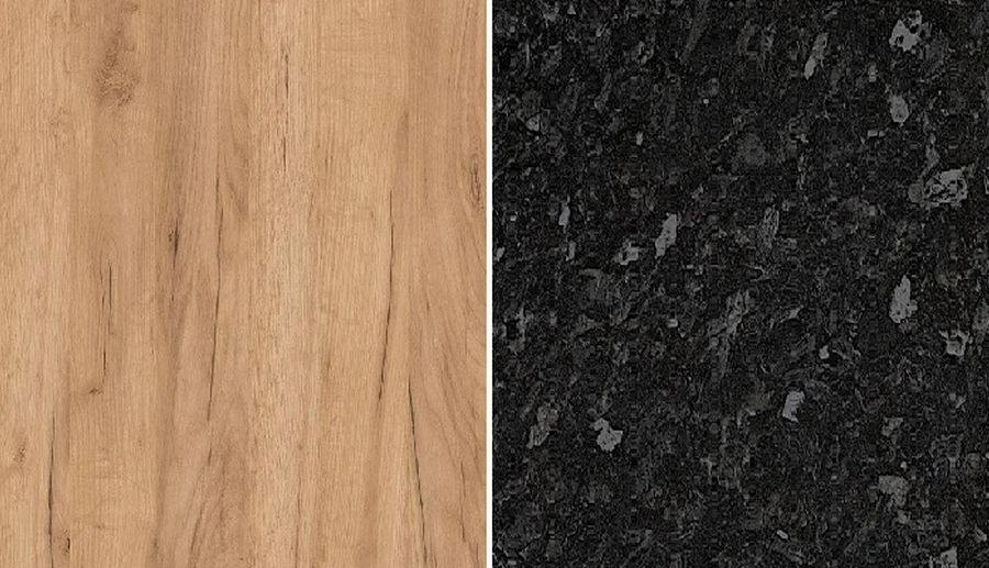 PD zástěna K003/K210 gold craft oak/black flint 10/4100x640 FP/PE NOVINKA