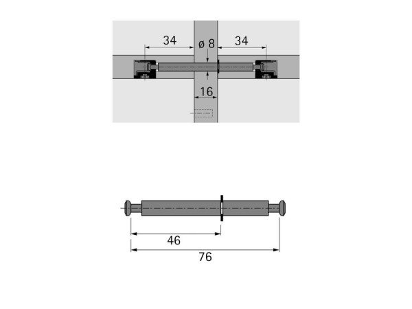 Kolík dvojitý HET DU 868 pro RASTEX 15 upín. rozměr 76 mm pozink