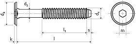 Šroub nábytkářský M6 x 70 mm plochá hl. 15 mm ZB (bal=200ks)