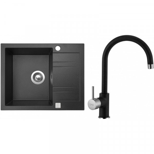 Dřez+baterie SINKS LINEA 600 3 1/2 + VITALIA GR Granblack