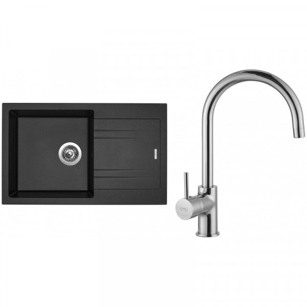 Dřez+baterie SINKS LINEA 780 N 3 1/2 Metalblack + VITALIA CR lesk