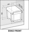 Koš odpad. SINKS EKKO FRONT 40 - 2 x 8 L, 1 x 16 L